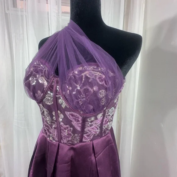 Eggplant Purple One-Shoulder Prom Dress - Picture 7 of 10